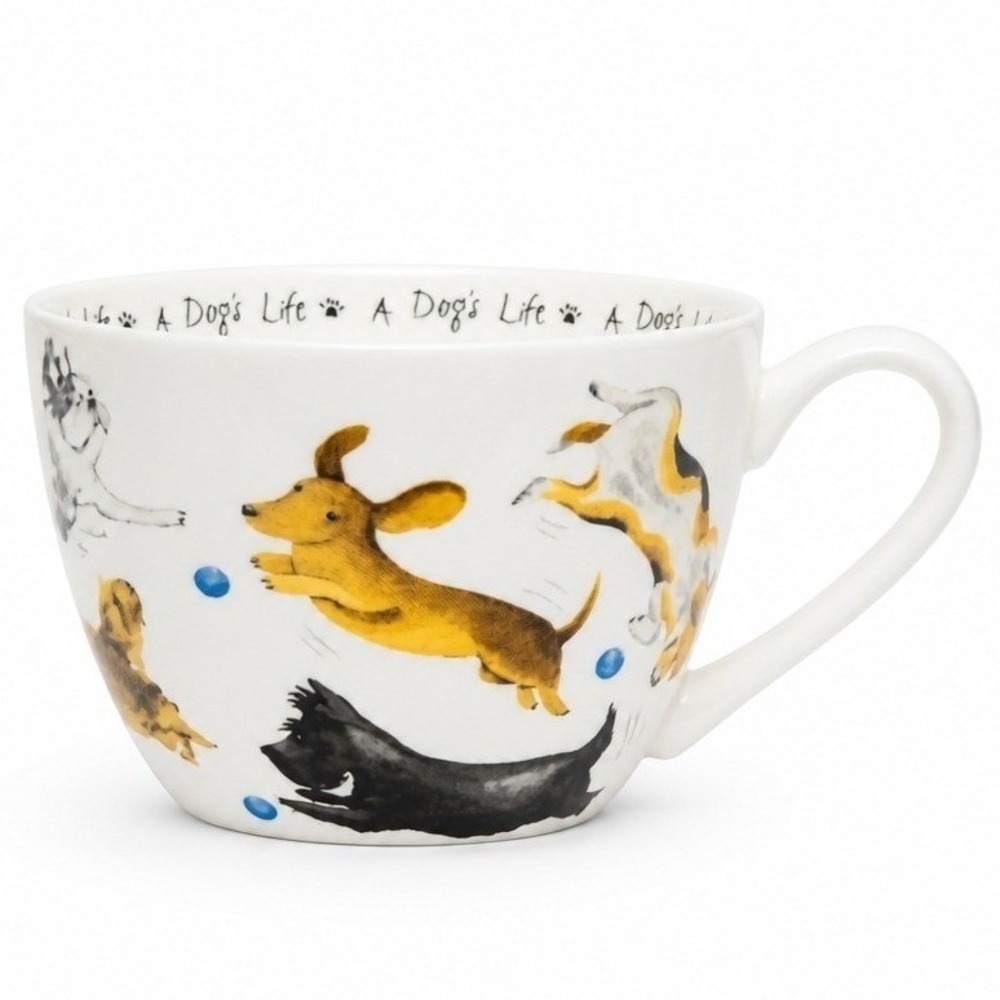 Portobello by Design Dog Mugs White Multicolor Bone China Oversized